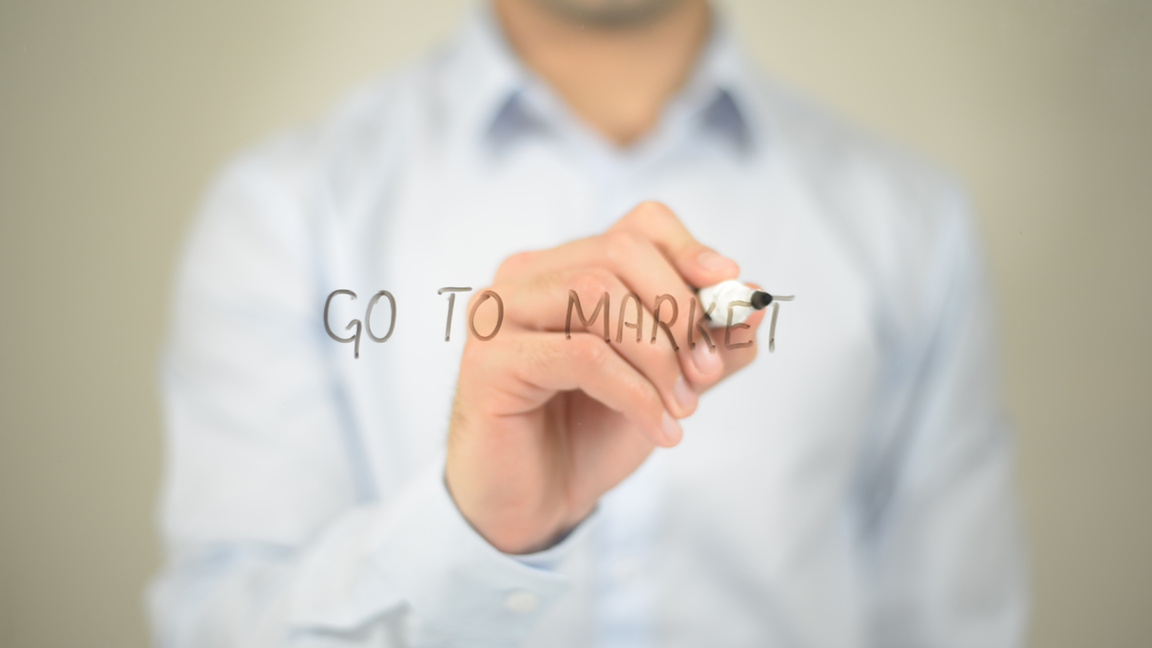 Go To Market , man writing on transparent screen